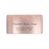 Elegant Roos Gouden Glitter Bokeh Bruiloft Label (Voorkant)