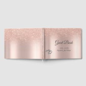 Elegant Roos Gouden Glitter Bokeh Harten Bruiloft Gastenboek (Volledig)