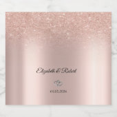 Elegant Roos Gouden Glitter Bokeh Harten Sparkling Wijnetiket (Enkel label)