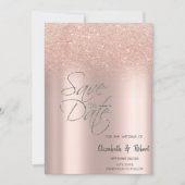 Elegant Roos Gouden Glitter Bokeh Save The Date (Voorkant)