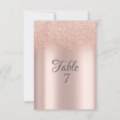 Elegant Roos Gouden Glitter Bokeh Tafel Kaart (Voorkant)