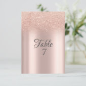 Elegant Roos Gouden Glitter Bokeh Tafel Kaart (Staand voorkant)