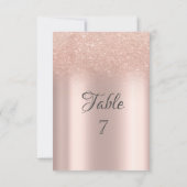 Elegant Roos Gouden Glitter Bokeh Tafel Kaart (Achterkant)