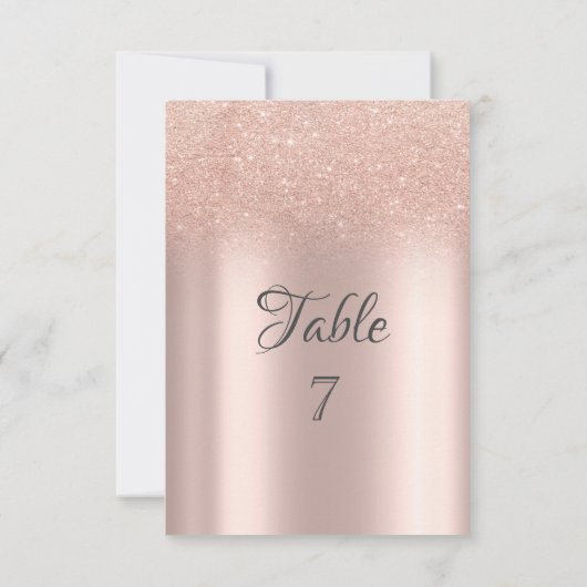 Elegant Roos Gouden Glitter Bokeh Tafel Kaart (Achterkant)
