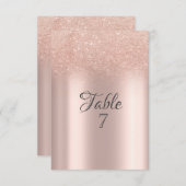 Elegant Roos Gouden Glitter Bokeh Tafel Kaart (Voorkant / Achterkant)