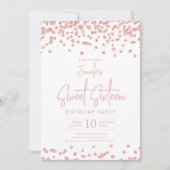 Elegant Roos Gouden Glitter Confetti Sweet 16 Part Kaart (Voorkant)