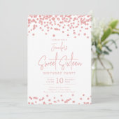 Elegant Roos Gouden Glitter Confetti Sweet 16 Part Kaart (Staand voorkant)