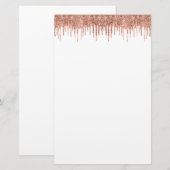 Elegant roos gouden glitter drip briefpapier (Voorkant / Achterkant)