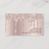 Elegant roos gouden glitter druppelt nagels visitekaartje (Achterkant)