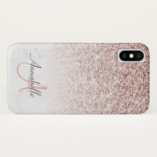 Elegant Roos Gouden Glitter Fade Marmeren Monogram Case-Mate iPhone Case (Achterkant (horizontaal))