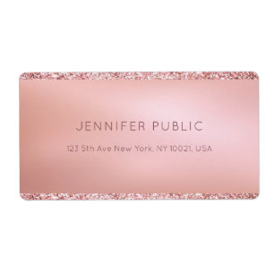 Elegant Roos Gouden Glitter Gepersonaliseerde Sjab Etiket