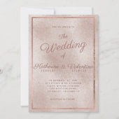 Elegant roos gouden glitter gradiënt foto bruiloft kaart (Voorkant)