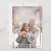 Elegant roos gouden glitter gradiënt foto bruiloft kaart (Achterkant)