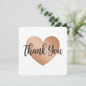 Elegant Roos Gouden Glitter Hart "Dank U" Greeti Feestdagenkaart (Staand voorkant)