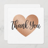 Elegant Roos Gouden Glitter Hart "Dank U" Greeti Feestdagenkaart (Voorkant / Achterkant)