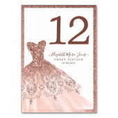 Elegant Roos Gouden Glitter Jurk Sweet 16 Verjaard Kaart (Voorkant)