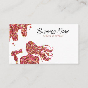 Elegant Roos Gouden Glitter Lady Haidresser Afsprakenkaartje
