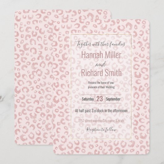 Elegant Roos Gouden Glitter Luipaard Patroon (Voorkant / Achterkant)