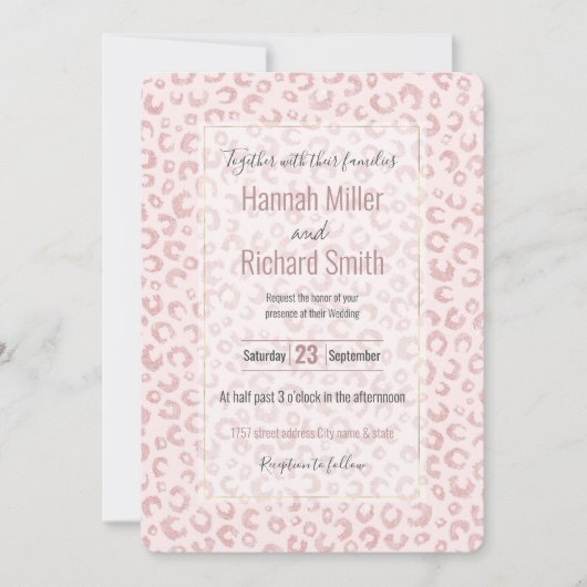 Elegant Roos Gouden Glitter Luipaard Patroon (Voorkant)