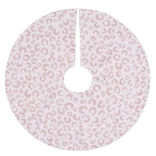 Elegant Roos Gouden Glitter Luipaard Patroon Kerstboom Rok (Voorkant)