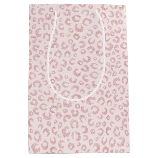 Elegant Roos Gouden Glitter Luipaard Patroon Medium Cadeauzakje (Voorkant)