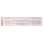 Elegant Roos Gouden Glitter Luipaard Patroon Naambordje (Voorkant)