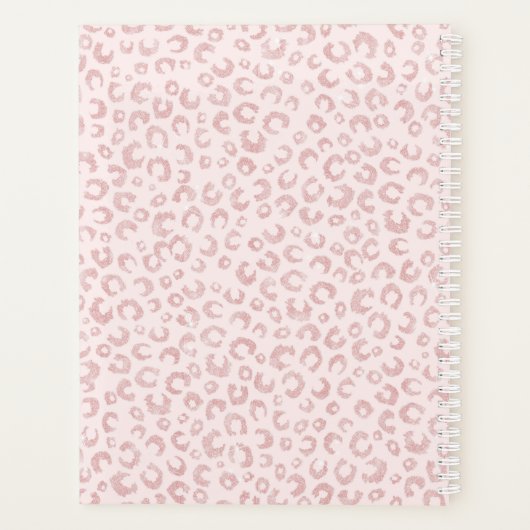 Elegant Roos Gouden Glitter Luipaard Patroon Planner (Achterkant)