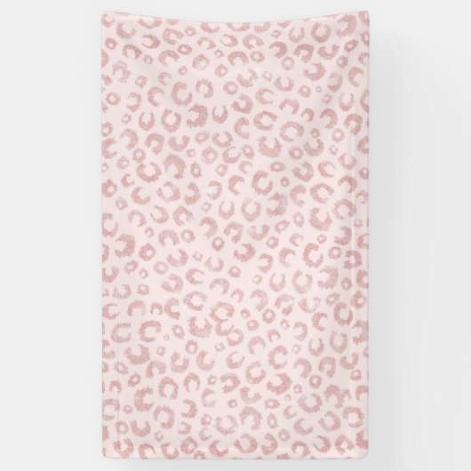 Elegant Roos Gouden Glitter Luipaard Patroon Spandoek (Verticaal)