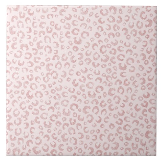 Elegant Roos Gouden Glitter Luipaard Patroon Tegeltje (Voorkant)