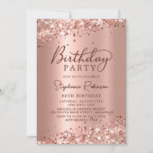 Elegant Roos Gouden Glitter Metalen Folie 80ste Ve Kaart (Voorkant)