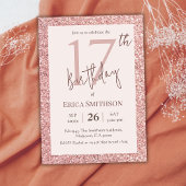 Elegant Roos Gouden Glitter Modern 17e Verjaardag Kaart