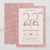 Elegant Roos Gouden Glitter Modern 22ste Verjaarda Kaart (Voorkant / Achterkant)