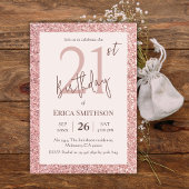 Elegant Roos Gouden Glitter Moderne 21e Verjaardag Kaart