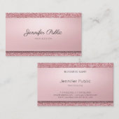 Elegant Roos Gouden Glitter Moderne Handgeschreven Visitekaartje (Voorkant / Achterkant)