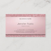 Elegant Roos Gouden Glitter Moderne Handgeschreven Visitekaartje (Achterkant)