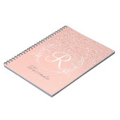 Elegant Roos Gouden Glitter Monogram Notitieboek (Linkerzijde)