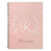 Elegant Roos Gouden Glitter Monogram Notitieboek (Voorkant)