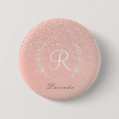 Elegant Roos Gouden Glitter Monogram Ronde Button 5,7 Cm (Voorkant)