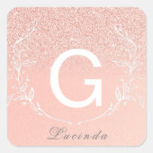 Elegant Roos Gouden Glitter Monogram Sticker (Voorkant)