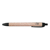 Elegant  Roos Gouden Glitter Monogram Zwart Zwarte Inkt Pen (Bodem)