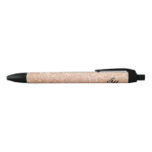 Elegant  Roos Gouden Glitter Monogram Zwart Zwarte Inkt Pen (Bovenkant)