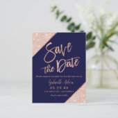 Elegant Roos Gouden Glitter Navy Blue Bat Mitswa Aankondigingskaart (Staand voorkant)