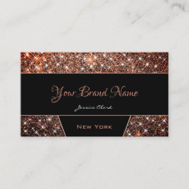 Elegant Roos Gouden Glitter Sparkle Zwart met Foto Visitekaartje
