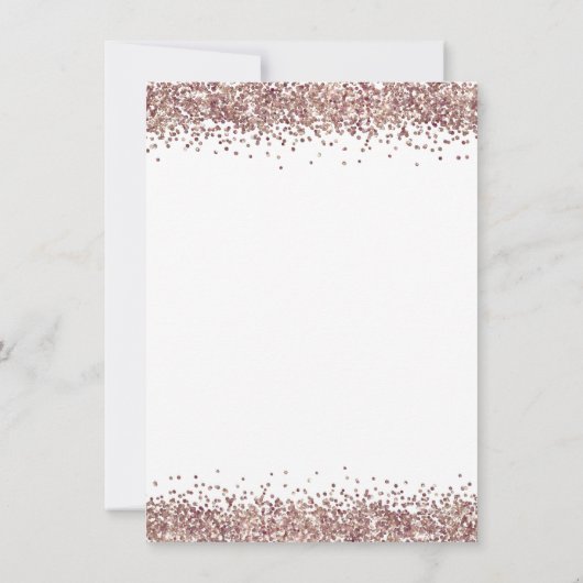 Elegant Roos Gouden Glitter Trouwavond Party Kaart (Achterkant)