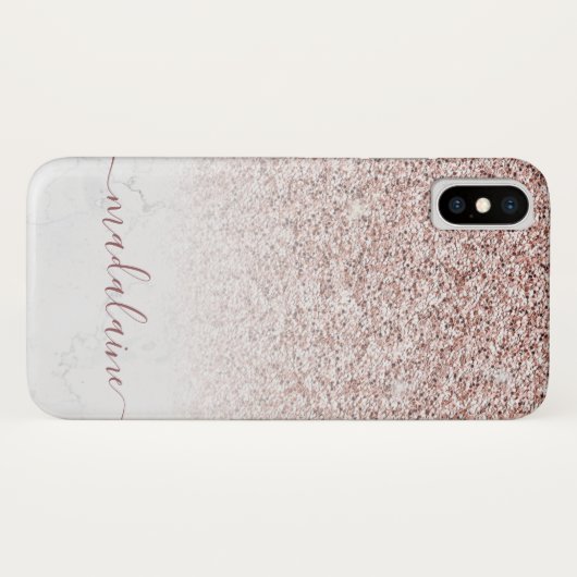 Elegant Roos Gouden Glitter Vervagen Marmer Monogr Case-Mate iPhone Case (Achterkant (horizontaal))