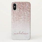 Elegant Roos Gouden Glitter Vervagen Marmer Monogr Case-Mate iPhone Case (Achterkant)