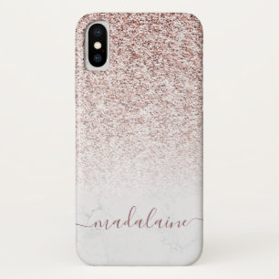 Elegant Roos Gouden Glitter Vervagen Marmer Monogr Case-Mate iPhone Case