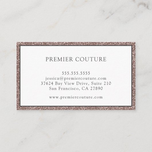 Elegant Roos gouden glitter Visitekaartje (Achterkant)