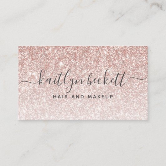 Elegant Roos Gouden Glitter Visitekaartje (Voorkant)