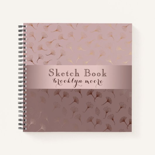 Elegant Roos Gouden Hand getrokken Floral Journal/ Notitieboek (Voorkant)
